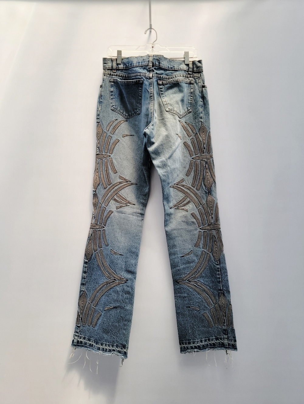 Roberto Cavalli Vintage Y2K Tribal Embroidered Blue Jeans Mens Size Medium W32 - Picture 8 of 16